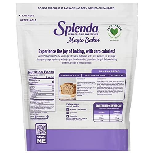 SPLENDA SPLENDA Magic Baker Zero Calorie Plant Based Granulated Baking Blend with Stevia, Erythritol and Allulose – Zero Sugar, Keto Friendly, 1lb (16 oz) Pouch (Pack of 1), White