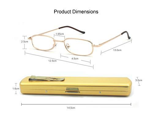 EYE ZOOM EYE ZOOM 3 Pairs Lightweight Portable Metal Reading Glasses with Pocket Case for Men Women, Multi-color, 2.75 Strength