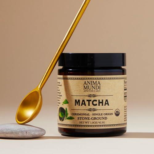 Anima Mundi Apothecary Anima Mundi Matcha Powder - Japanese Single-Origin & Stone-Ground - Certified Organic, Ceremonial Grade Matcha - Small Batch Produced, Cultivated on Solar Powered Farm (1.5oz)