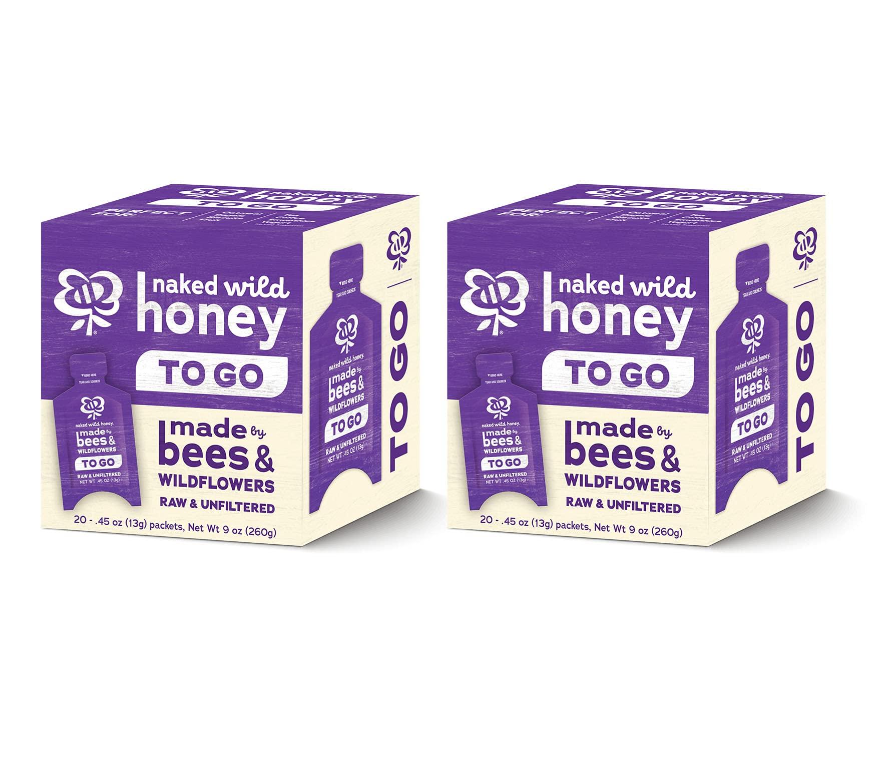 Naked Wild Honey Naked Wild Honey, Raw Unfiltered Honey, 0.45 Ounce On-The-Go Packets (20 pack) - Pack of 2