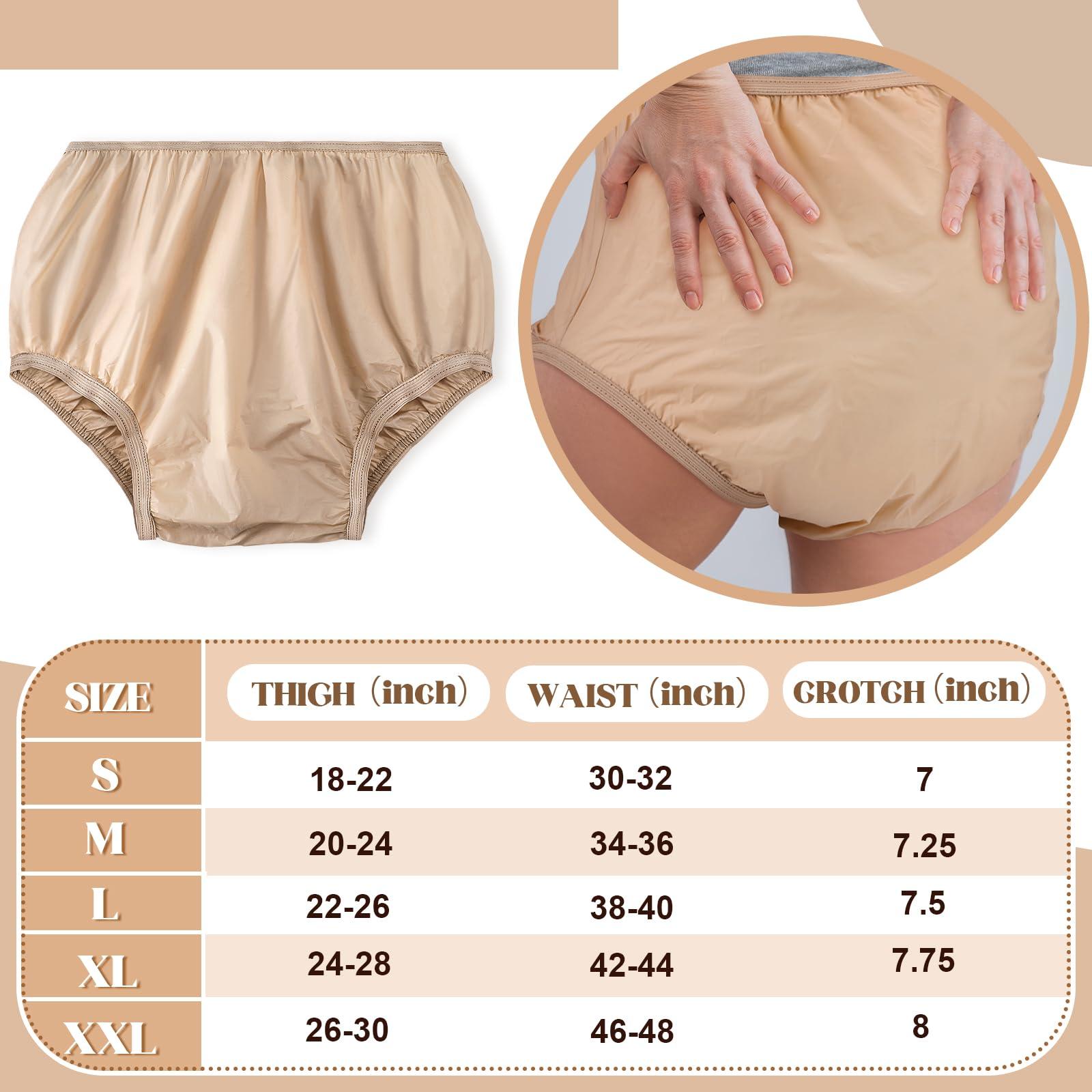 Vinsatin 10 Pcs Adult Plastic Diaper Cover Pull-On Cover Plastic Pants Reusable Incontinence Waterproof Plastic Pants(Beige, X-Large)