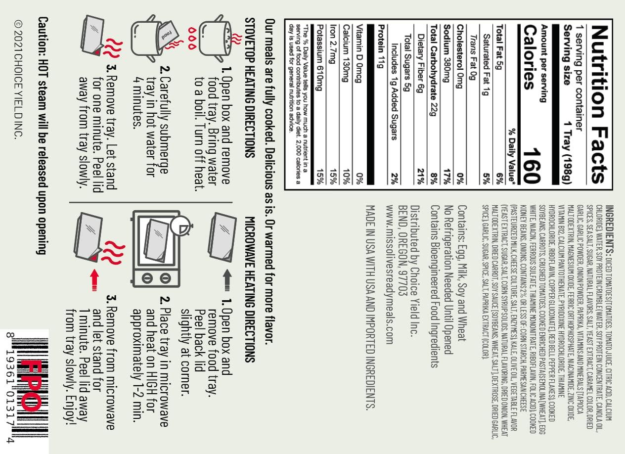 MISS OLIVE'S Miss Olive\'s Variety Pack Microwavable Ready to Eat Lower Sodium Ready Meals (Bundle of 6)-1 of each flavor