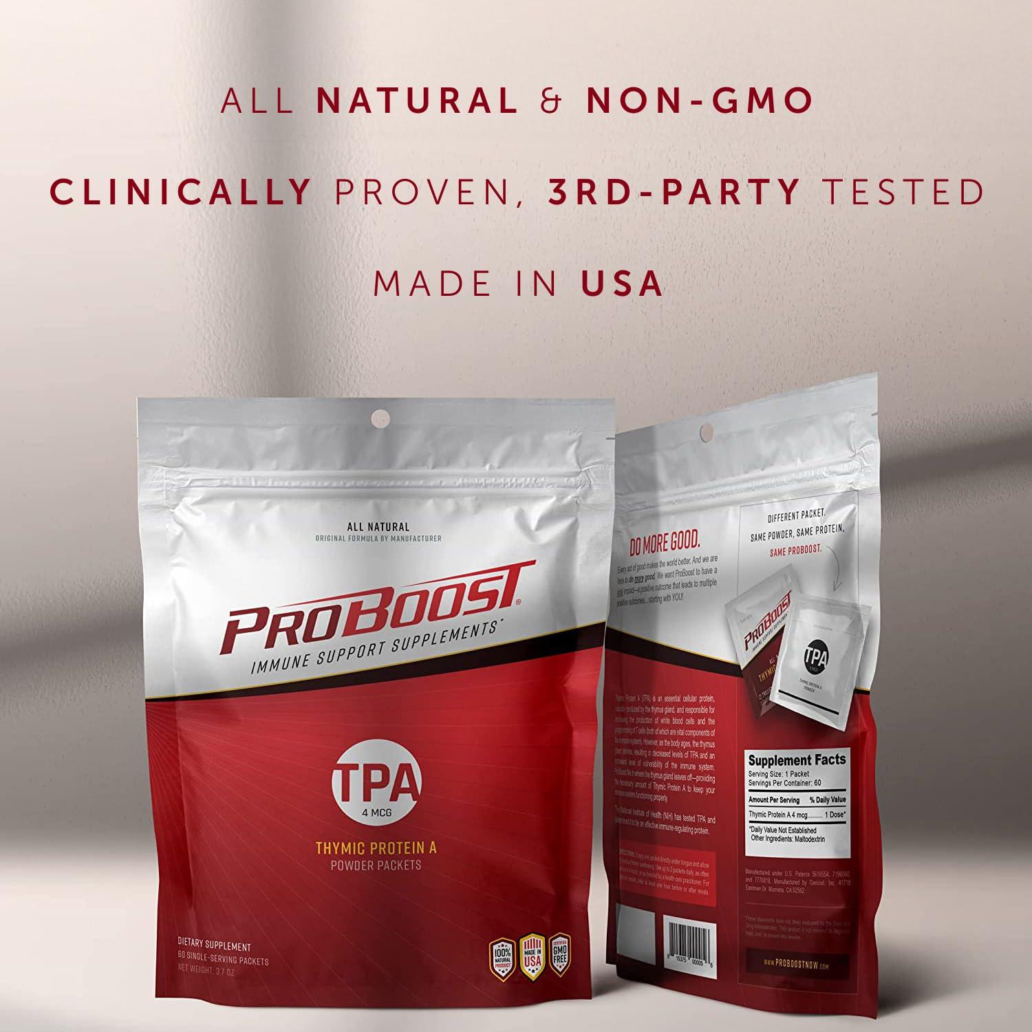 ProBoost ProBoost, 4 McG Thymic Protein A (TPA) Powder Packets - All Natural, Non-GMO, Immune Regulation and Support Supplement - 60 Packets, 4 McG TPA/Serving