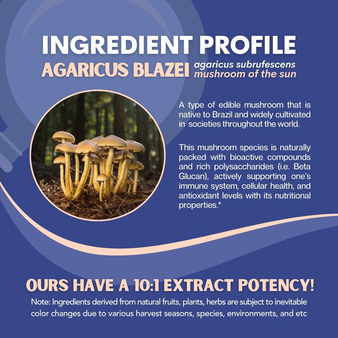 Nutriheim Nutriheim Agaricus Blazei Organic Mushroom Extract for Immune & Energy Support - 30% Polysaccharides & 180 Veggie Capsules - Non-GMO, Gluten-Free, Vegan-Friendly Supplement