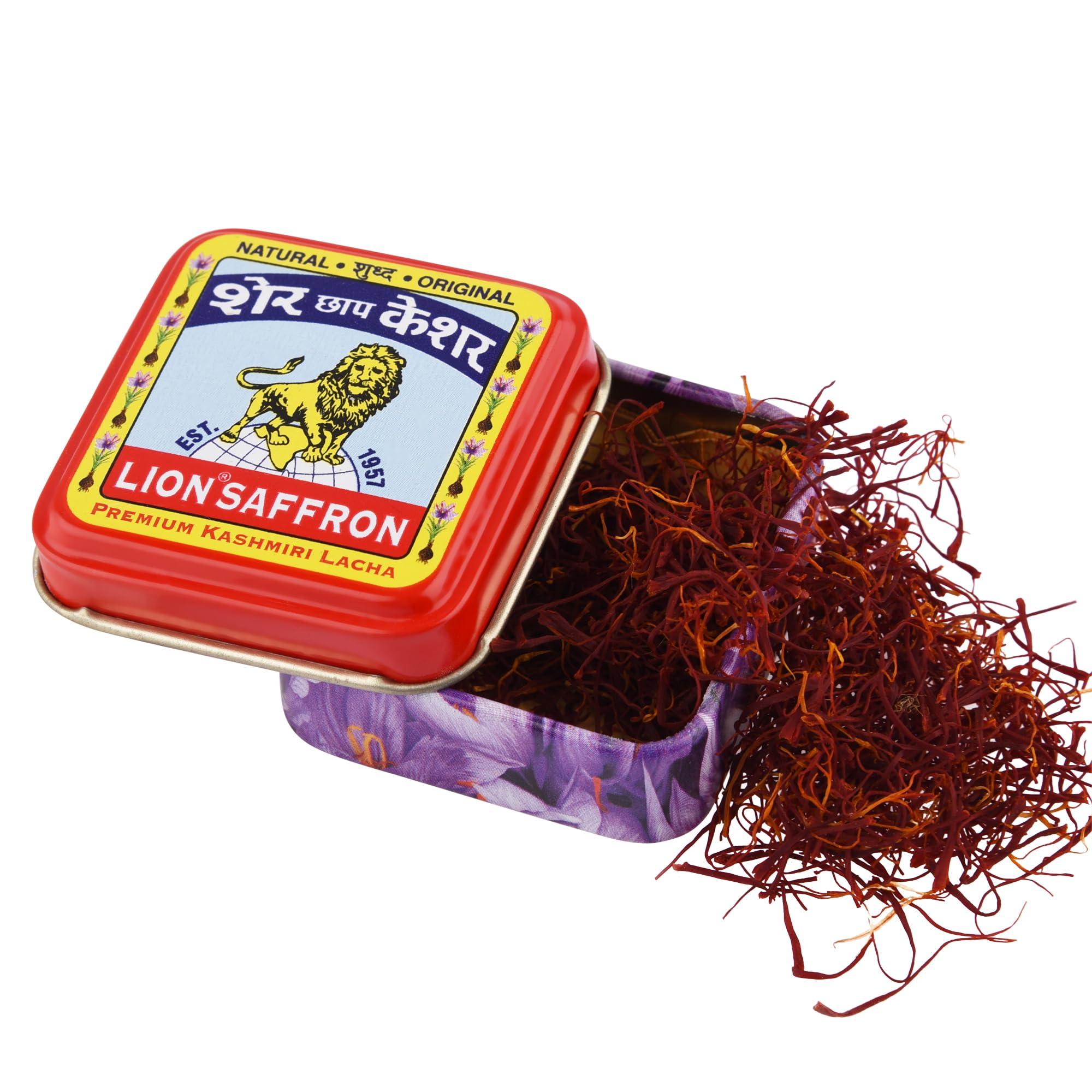 LION BRAND SAFFRON LION BRAND SAFFRON, Original Kashmir Saffron/Kesar/Azafran (Certified Grade A+) for Biryani, Rice, Tea, Cooking, Kesar Tilak, Beauty and Improved Health | Kashmiri Kesar Saffron 1g (1 gram)