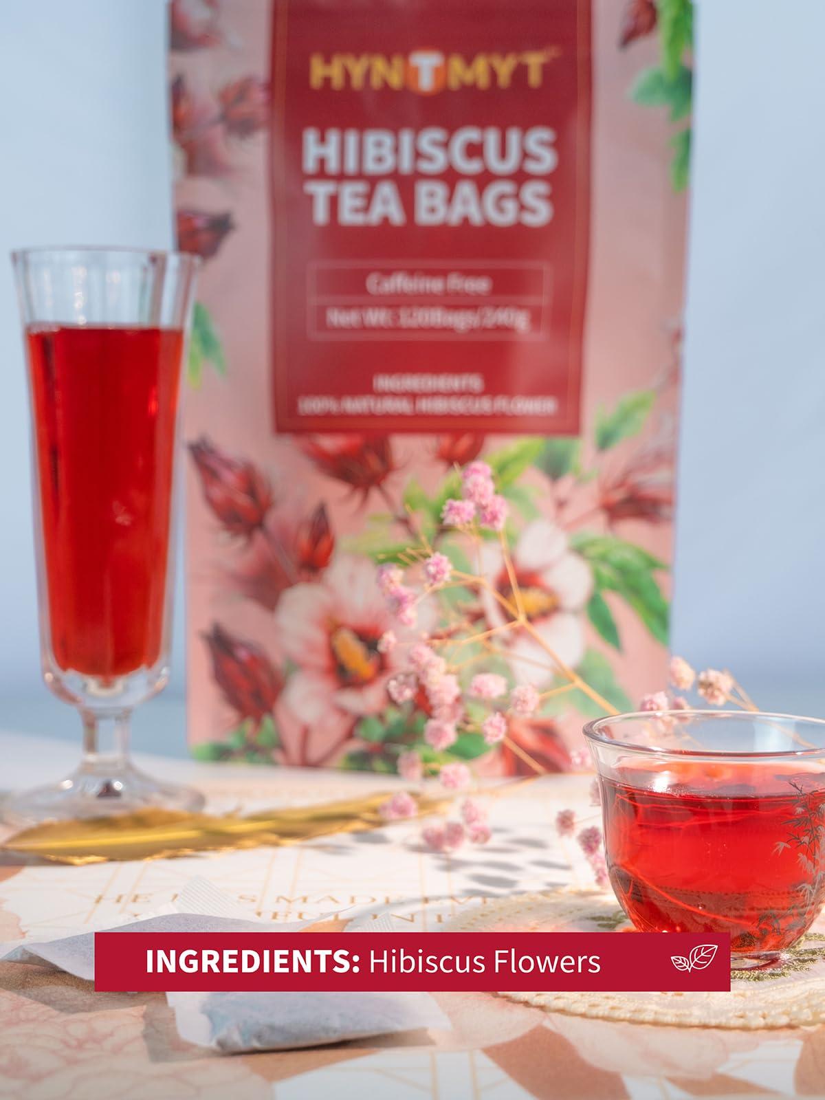 HYNTMYT HYNTMYT Hibiscus Tea Bags, Premium Hibiscus Flowers Tea, Bright & Tart Flavor, Caffeine Free, 120 Count