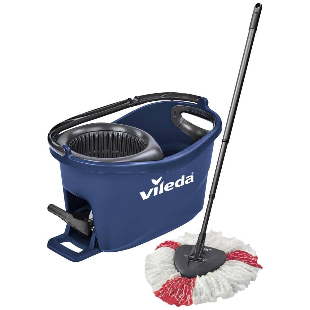 Vileda Vileda Turbo EasyWring & Clean Floor Mop Complete Set, Mop and Bucket with Power Spinner, Blue