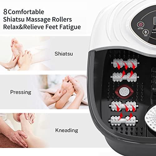 RIGHTMELL RIGHTMELL Foot Spa,Foot Bath Massager with Tea Tree Oil Foot Soak with Epsom Salt - with Heat, Bubbles and Vibration,Red Light,Medicine Box Digital Temperature Control 8 Acupressure Massage Points