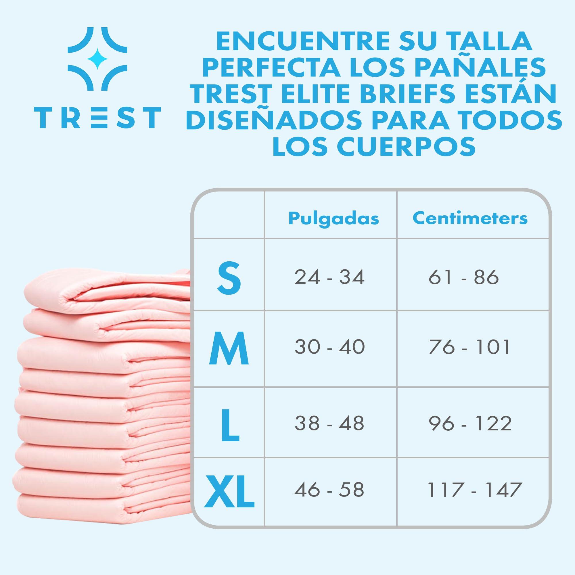 Trest TREST Elite Briefs for Men and Women, Overnight Diapers for Incontinence, Elite Absorbency, Comfortable, Odor Neutralizing and Secure Fit with 2 Wide Tabs - Pink, Medium (Pack of 10)