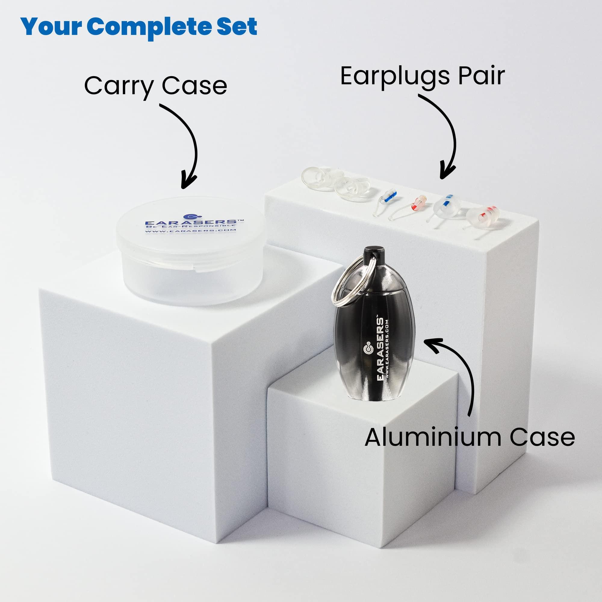 Earasers EARasers Noise Cancelling Earplugs - Reusable Soft Silicone Noise Reduction Musicians Comfort US X-Small Earplug For Concert, Dentist With Waterproof Black Keychain Carrying Case – 19dB Peak Reduction