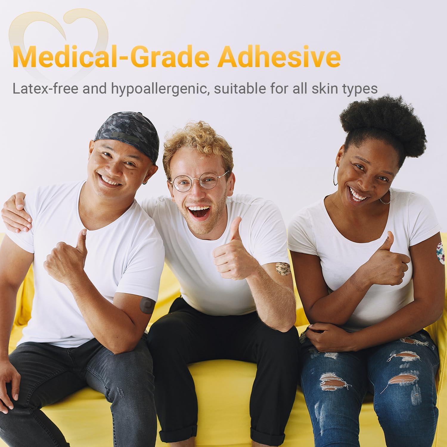 Amolyfe Amolyfe - Dexcom G7 Over Patches, 10-Pack Dexcom Stelo Overpatches, Bump-Proof with Hard Cap, Waterproof, Breathable, Medical Adhesive, 10-Day CGM Protection (Flower)