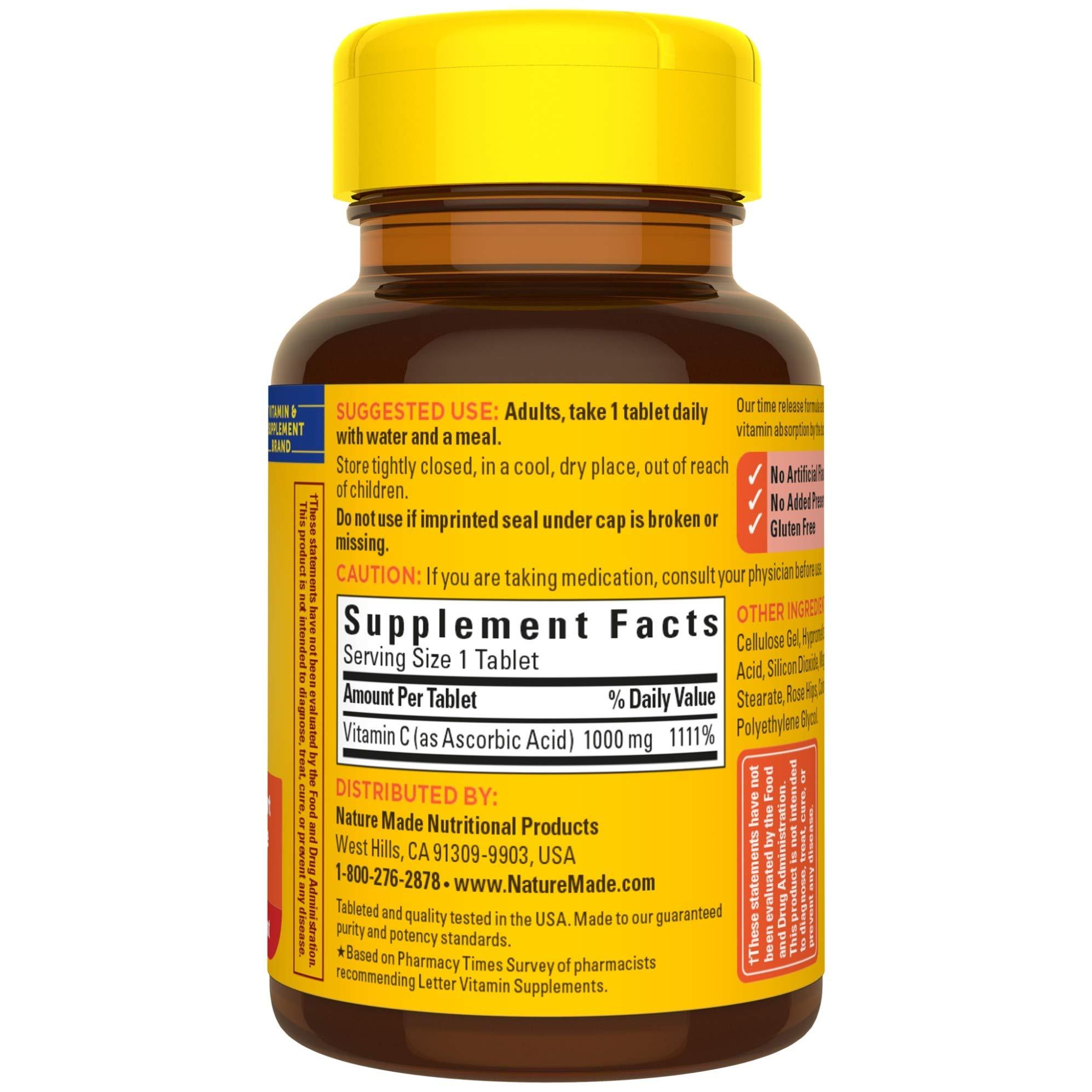 Nature Made Nature Made Vitamin C 1000 mg Time Release Tablets with Rose Hips, 60 Count to Help Support the Immune System