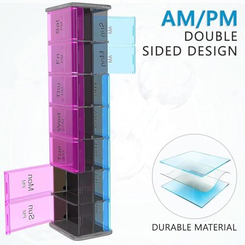 BEXEEN Extra Large Pill Organizer- XXL Pill Box 7 Day - Weekly Pill Organizer with AM PM Large Compartments Big Pill Case for Supplements Jumbo Pill Holder for Vitamins Huge Medicine Organizer 2 Times a Day