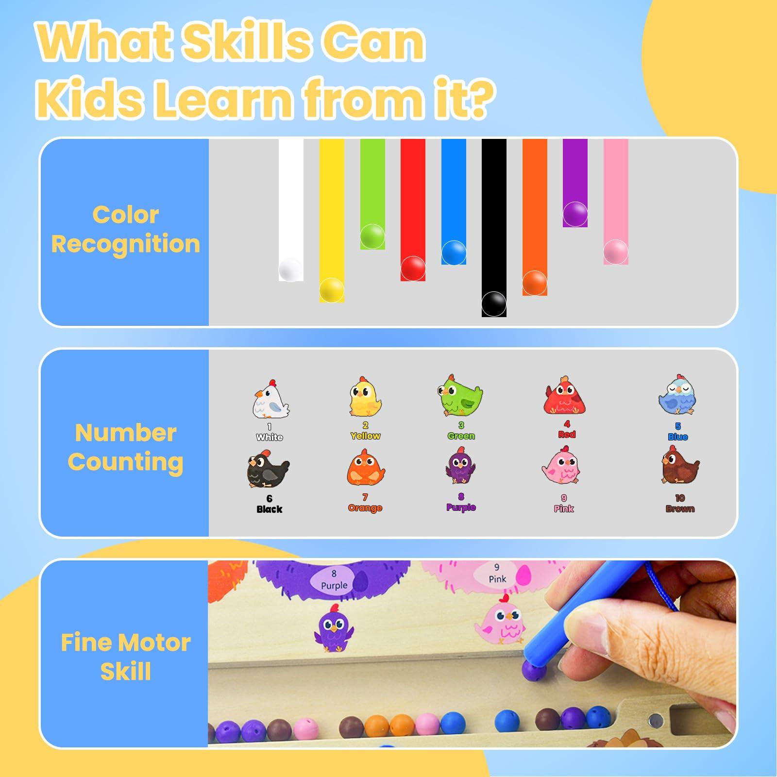 RAOVCUS Activities For Seniors With Alzheimers And Dementia,Magnetic Color and Number Maze, Wooden Magnet Board Montessori Sensory Toys for Elderly Patients Learning Color Sorting And Counting Fidget Games