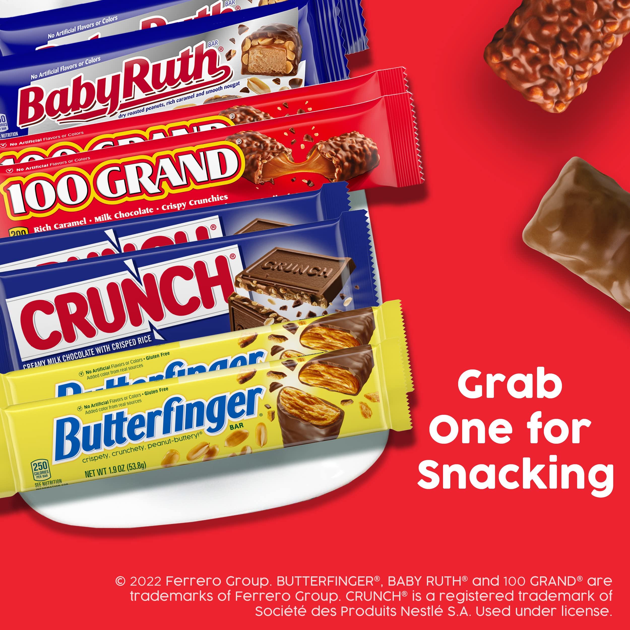 Butterfinger Butterfinger, CRUNCH, Baby Ruth and 100 Grand, Bulk 28 Pack, Assorted Full Size Chocolate Candy Bars, Stocking Stuffers, 48 oz
