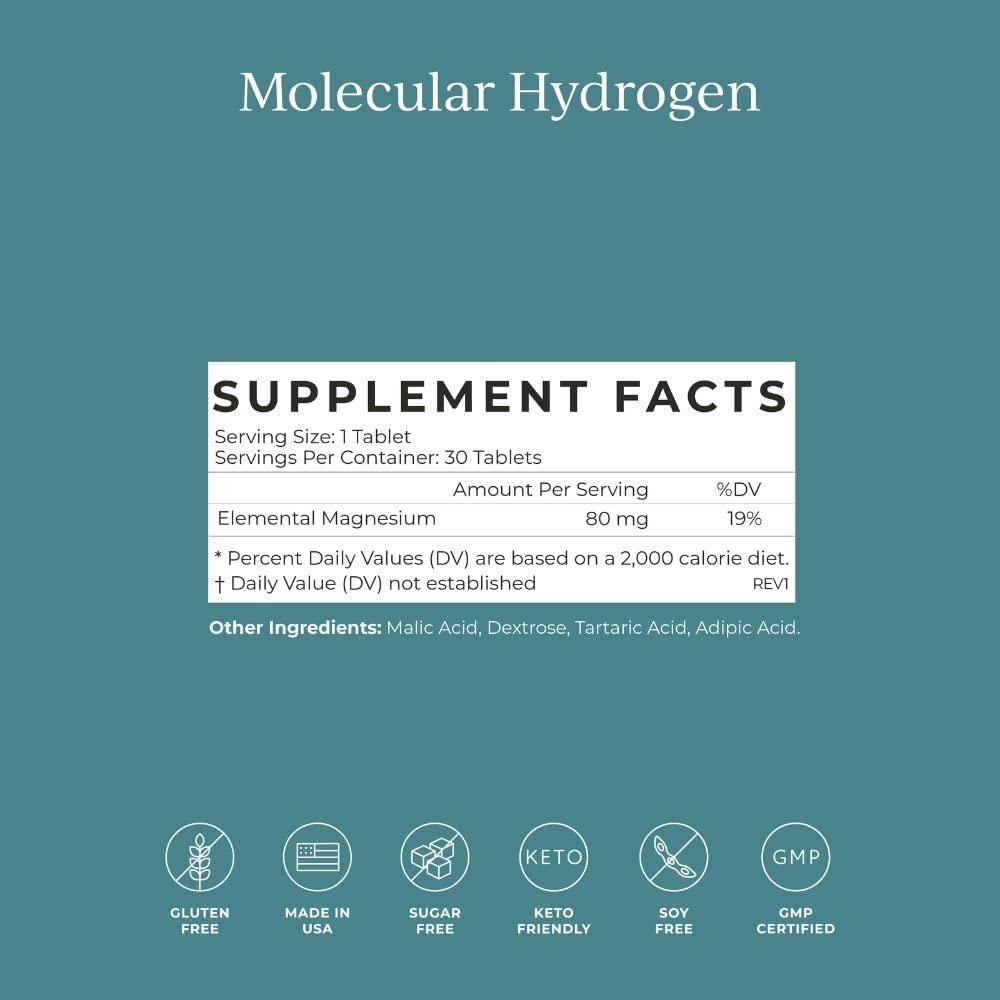 CYMBIOTIKA CYMBIOTIKA Molecular Hydrogen Water Tablets with Magnesium, Energy Boost, Gluten Free, Keto Antioxidant Drink, Fast Dissolving Supplements, Helps Fight Inflammation & Stress 30 Tablets, 12 ppm