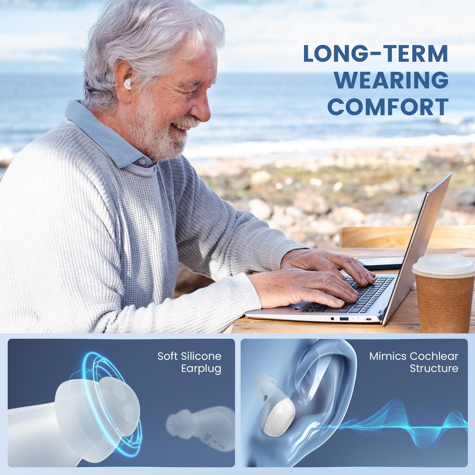 Ensothic Ensothic OTC Hearing Aids for Seniors Rechargeable Hearing Amplifier Ear Aids for Adults Light Hearing Loss with Noise Cancelling, In-Ear Small Hearing Device with Charging Case