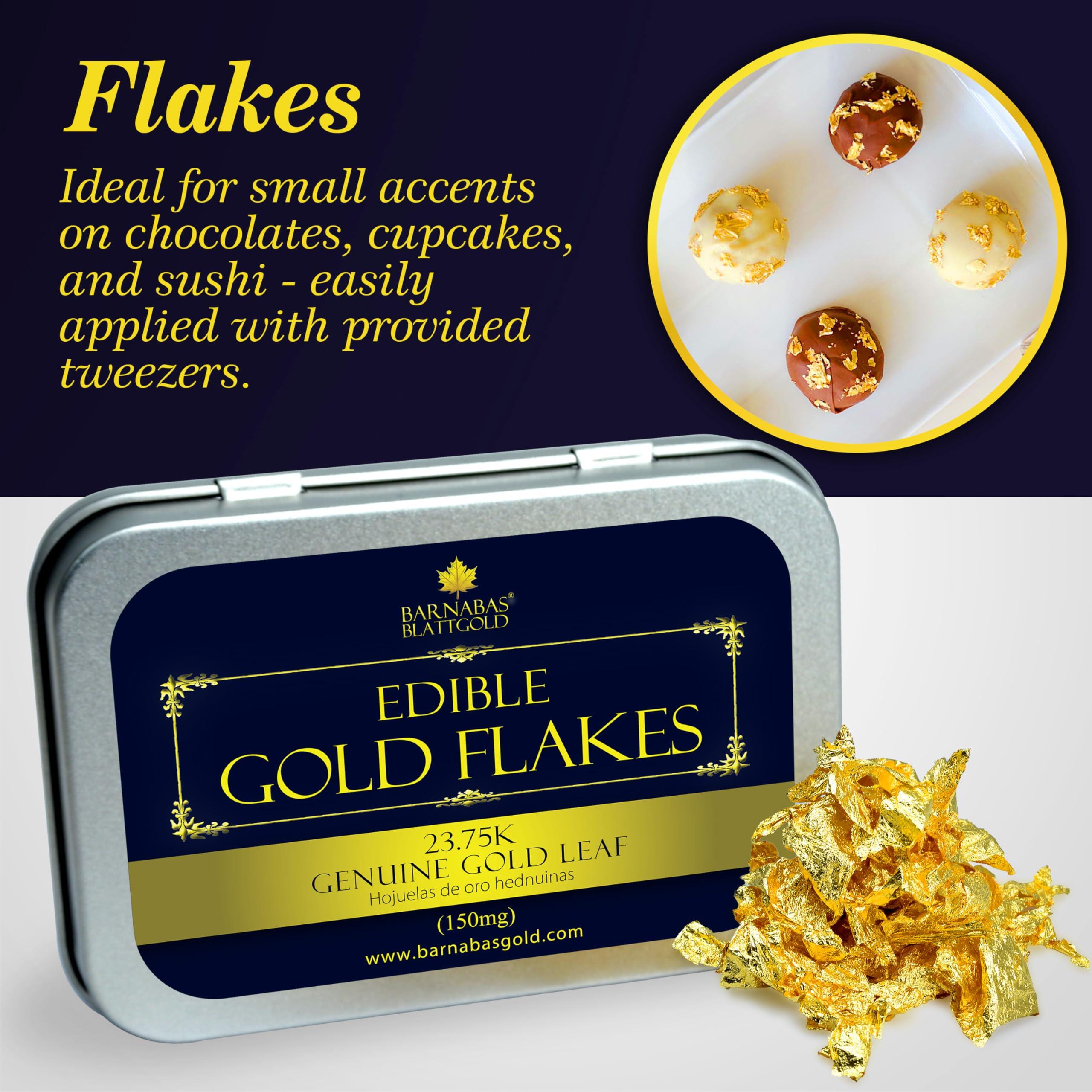 BARNABAS BLATTGOLD Barnabas Blattgold Genuine Edible Gold Flakes,150mg/Jar, Edible Gold Leaf for Cake Decorations, for Baking, for Drinks and for Food