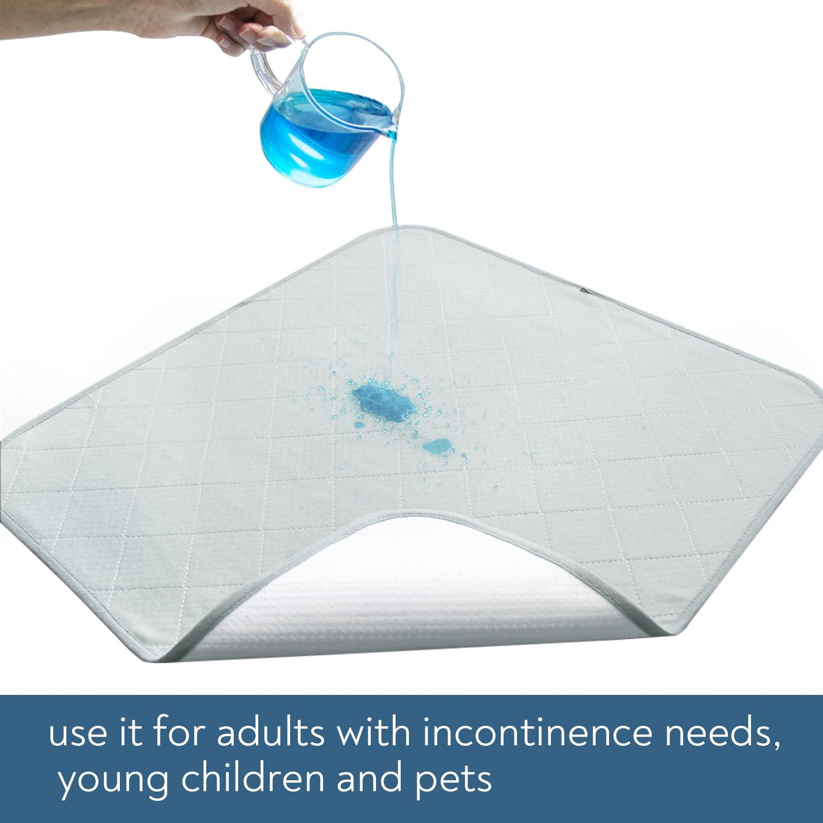 Magik & Kover Waterproof Chair Pads for Incontinence, 4 Pack Reusable Seat Protector Pads 22\" x 21\", Non-Slip Absorbent Wheelchair Pad Covers, Washable Chair Pads for Adults, Kids & Pets - Grey