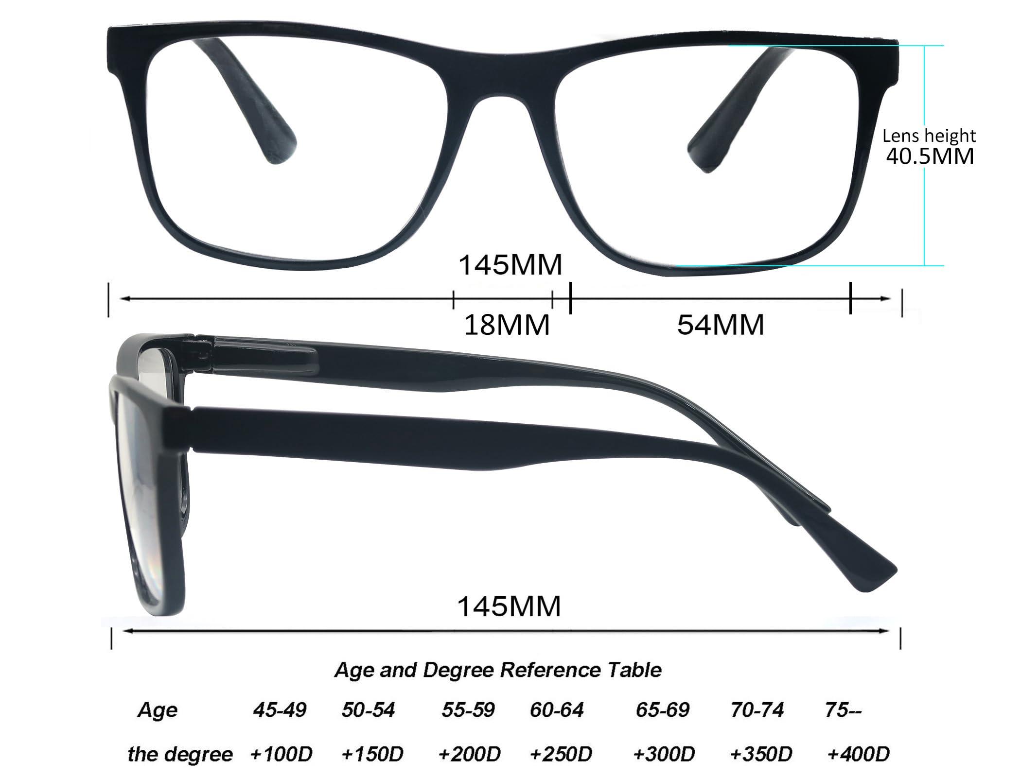 OLOMEE OLOMEE Reading Glasses 1.5 Oversized Large Square Men Readers 4 Pack,Lightweight Cheaters Glasses W/Comfortable Spring Hinges