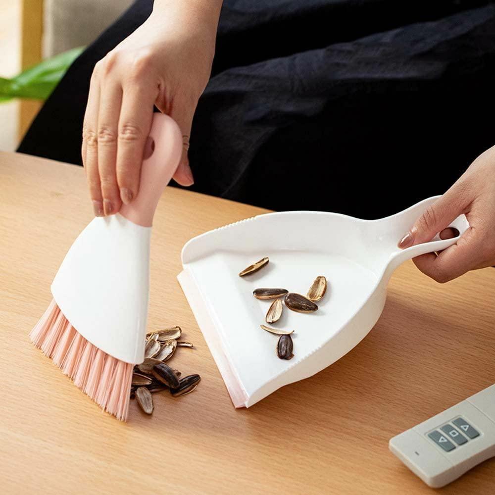 WDDBHSKN Dust pan Broom Brush Dustpan - Small Broom and Dustpan Set,Mini Broom and Dustpan,Small Dustpan and Brush Set for Home Cleaning, Sofa, Desk, Guinea Pig Cage, Cat Litter etc.Pink