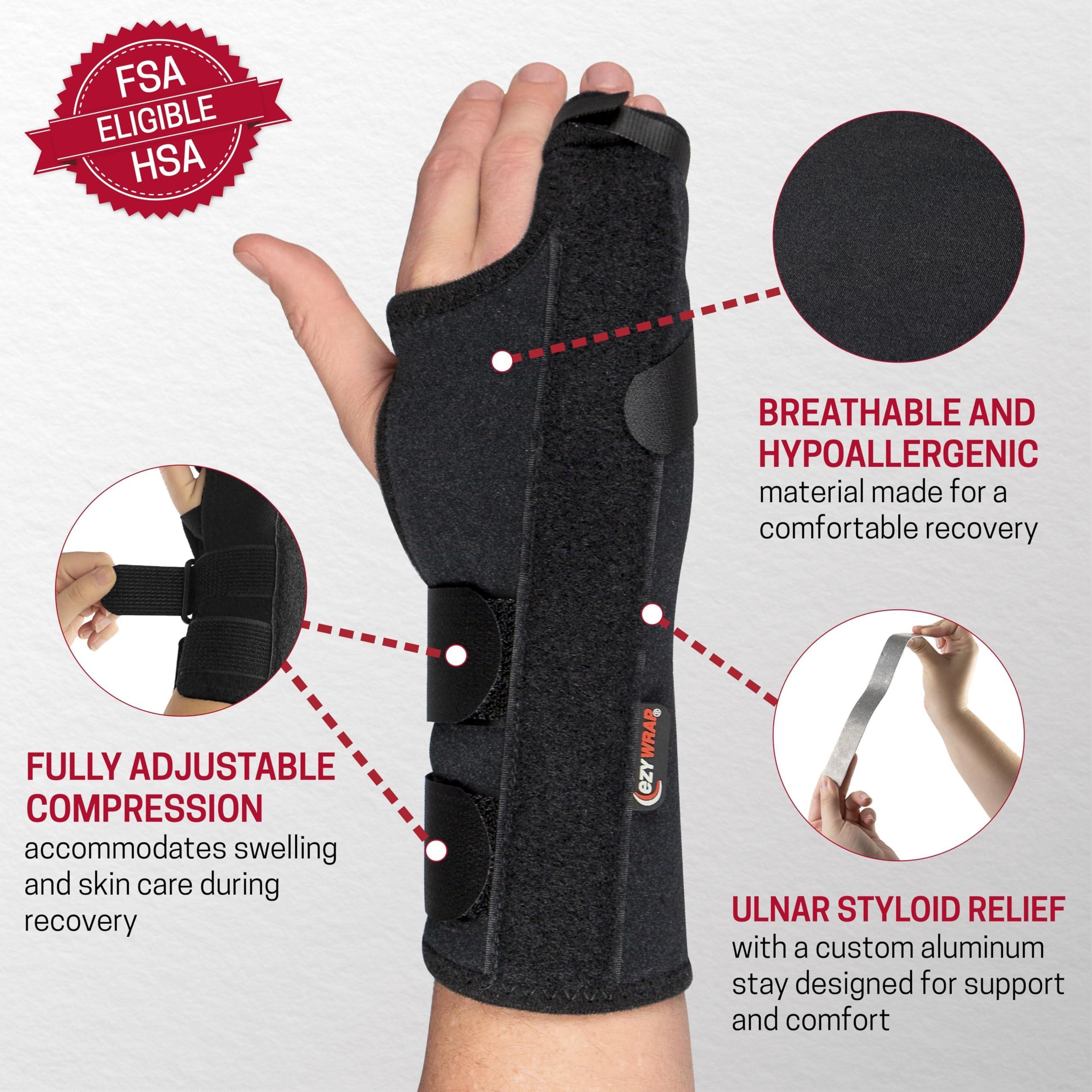 Ezy Wrap Ezy Wrap The Boxer Orthopedic Hand & Wrist Brace Wrist Support Brace for Women & Men Comfortable Wrist & Hand Wraps w/Finger Splints for Metacarpal Fracture, Sprain, or Swelling (Black) - Regular