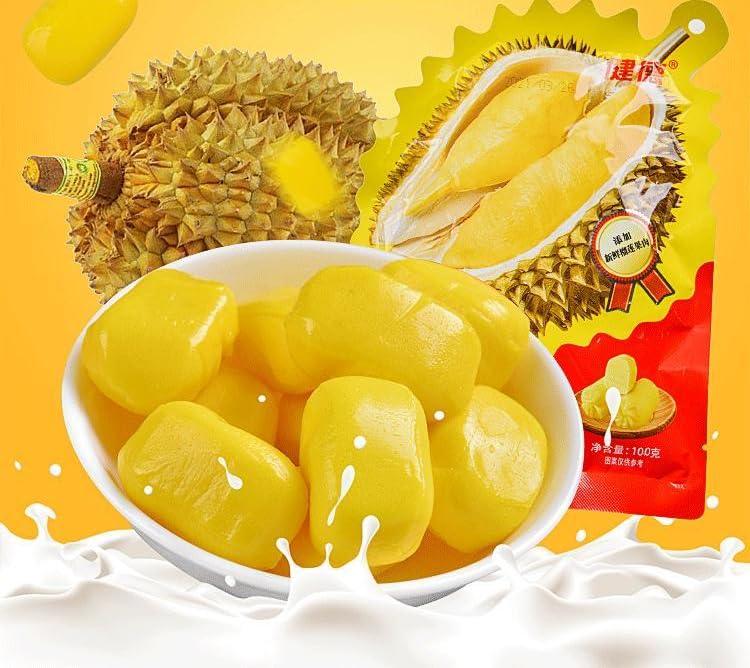 RETBST Durian candy (100g/bag) soft candy, fruit durian candy,Wedding candies,snack food,Gummy Candy, dessert,Sweets,Chinese snack gift, dim sum,Instant food (2bags)