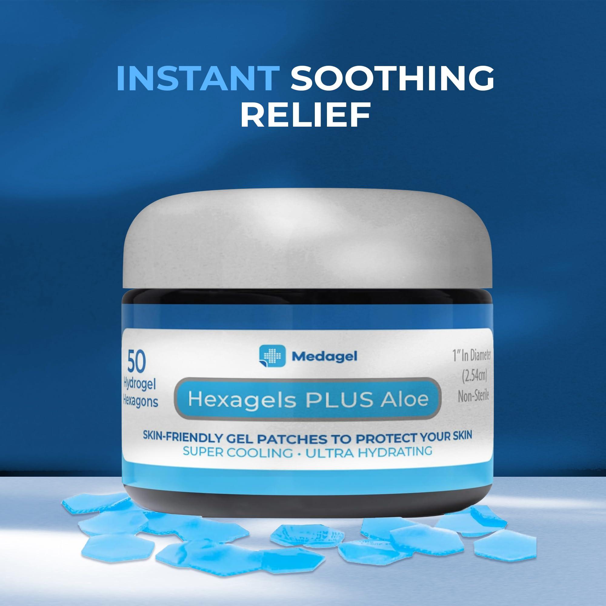 Medagel Medagel Hexagels Plus Aloe Vera - Hydrogel Pads Protection & Treatment | Blister Prevention | Instant Cooling and Soothing Relief of Skin Irritations | 50ct Hexagon Pads (Original Formula)