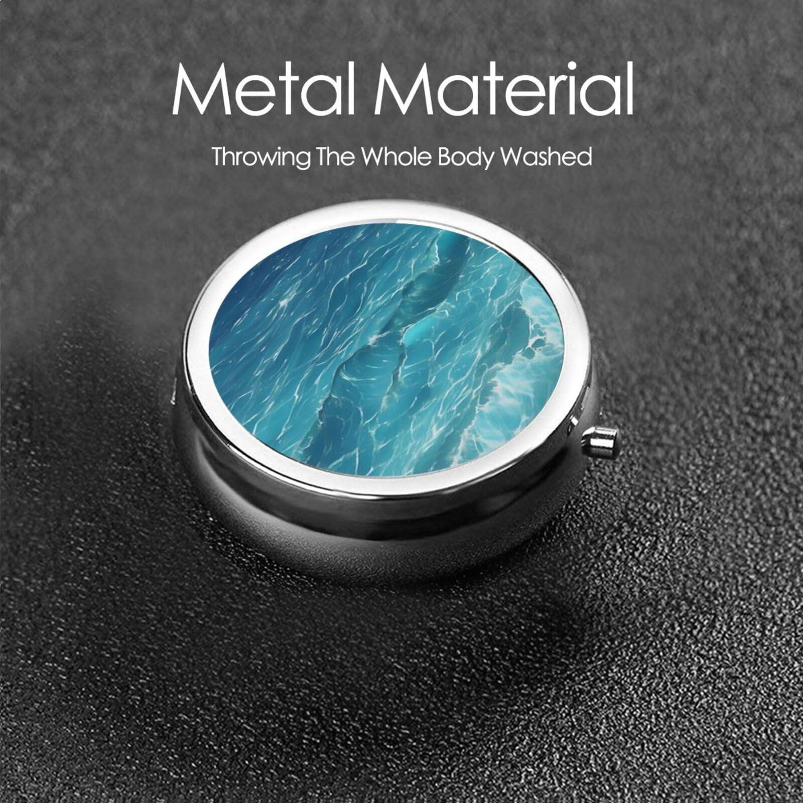 RLDOBOFE Pill Case Round Pill Box 3 Compartment Pill Organizer The Deep Ocean Small Pill Case Waterproof Medicine Organizer Box for Travel Pill Containers Vitamin Organizer for Medication Planner