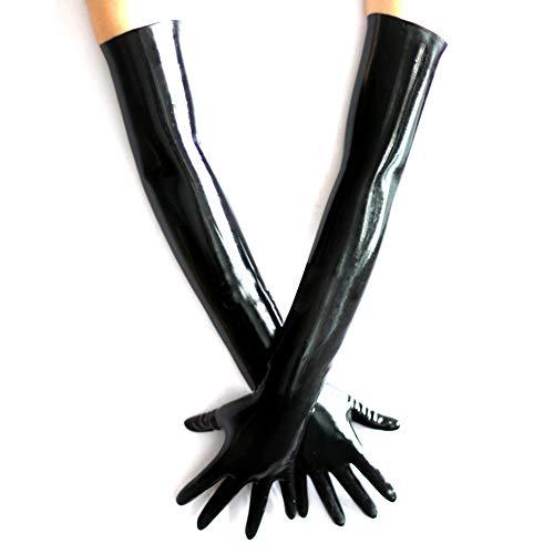 EXLATEX EXLATEX Latex Rubber Black Long Gloves Outfits Accessory Plus Size (Medium, Red)