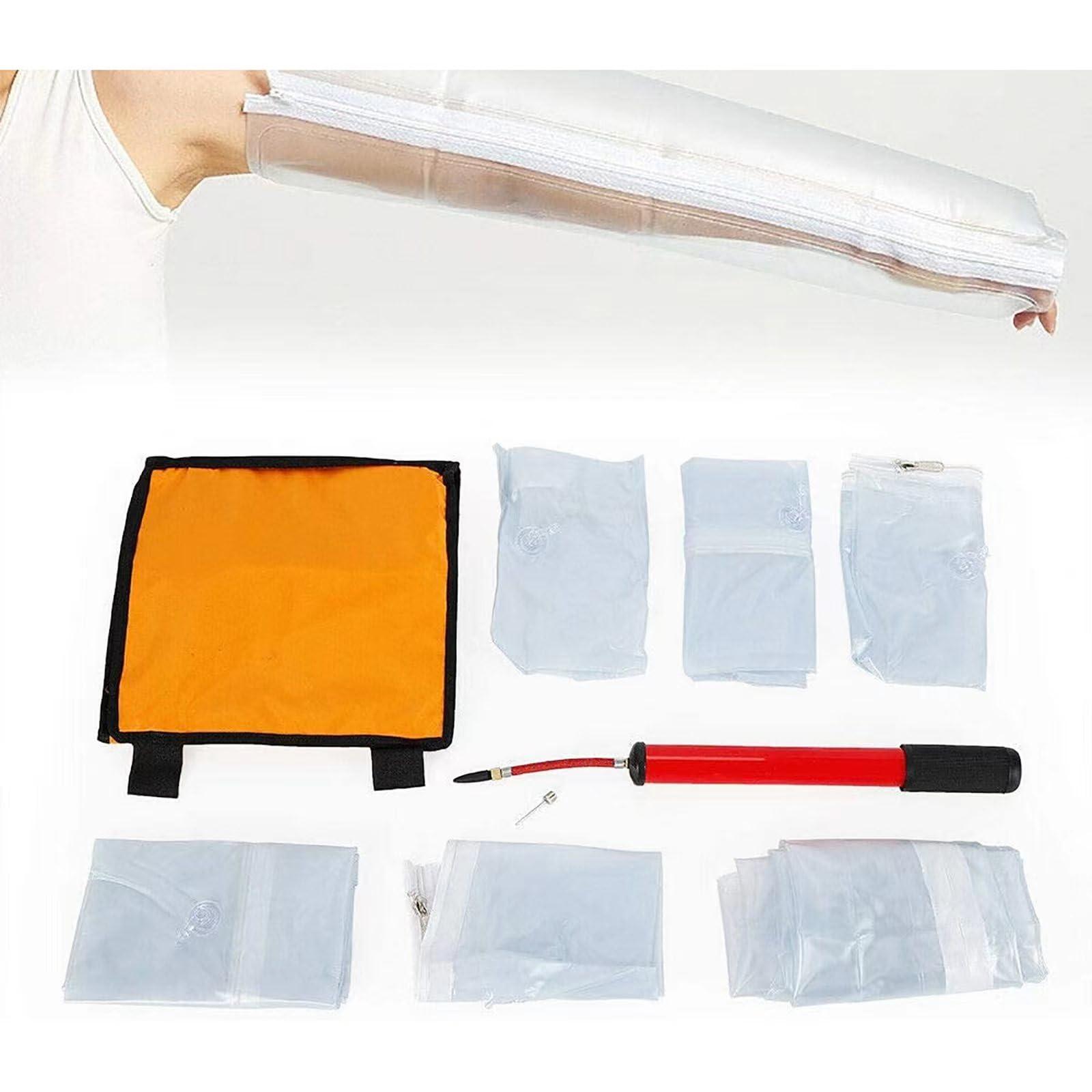 JOSBY First Aid Air Splint Set(6 Parts), PVC Inflatable Multiple Combinations Emergency Vacuum Bone Fracture Immobilization Splint with Pump, for Home Outdoor Emergency Use, X-ray transparent air splint