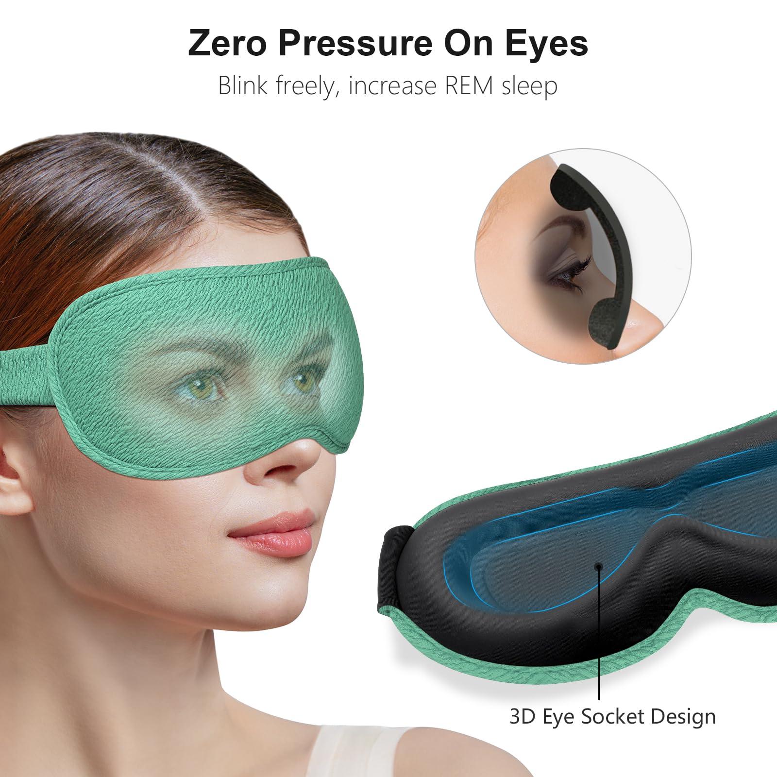 Gritin Gritin 100% Blackout Sleep Eye Mask for Women Men,Zero Eye Pressure Sleeping Mask-Ergonomic Design 3D Cutout Eye Movement and Eyelash Friendly Night Blindfold,Ultra Soft&Comfortable for Sleeping-Cyan
