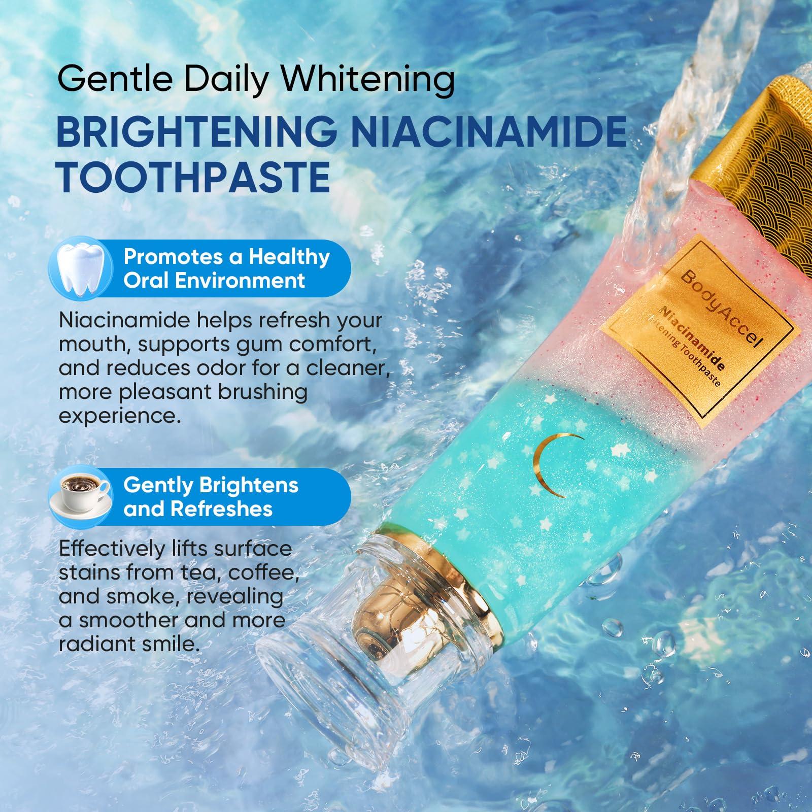 BodyAccel BodyAccel Niacinamide Whitening Toothpaste, BodyAccel Toothpaste, Niacinamide Intensive Whitening Toothpaste, Niacinamide Toothpaste, Stain Removal Toothpaste Natural, Fresh Breath (2)