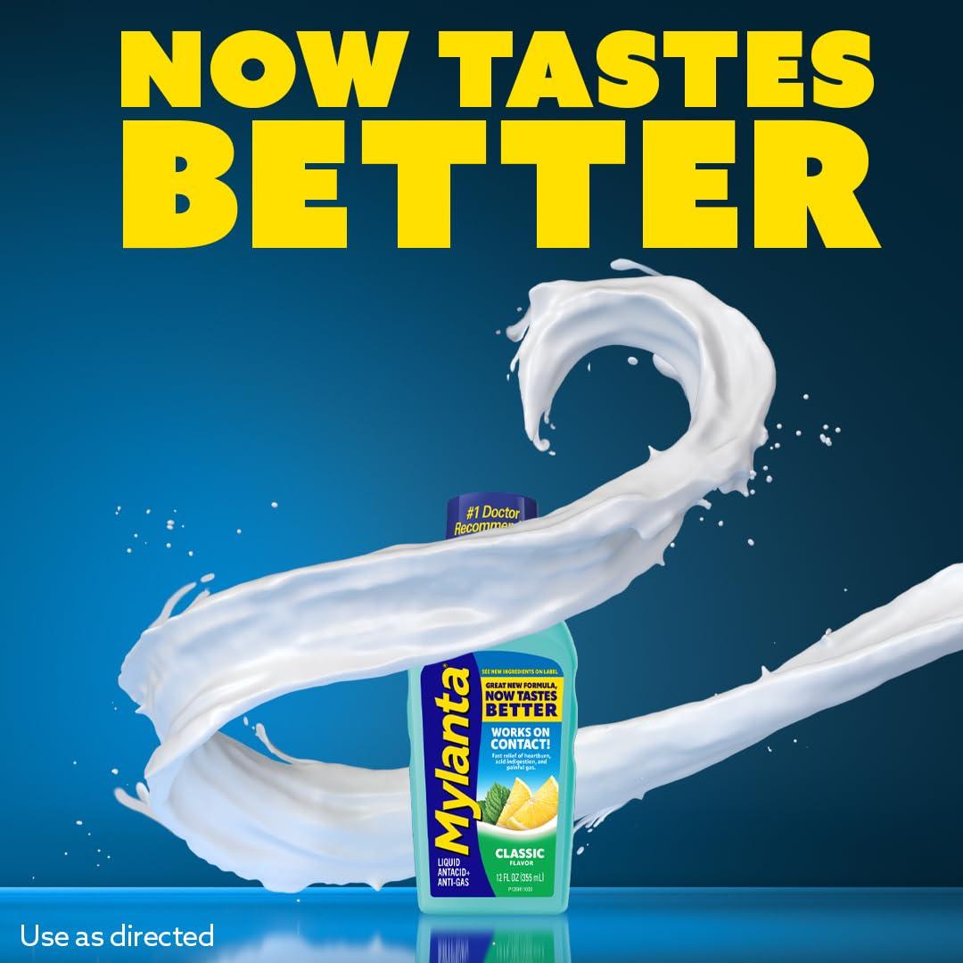 Mylanta Mylanta Heartburn and Gas Relief, Liquid Antacid, Classic Flavor, 12 Fluid Ounce