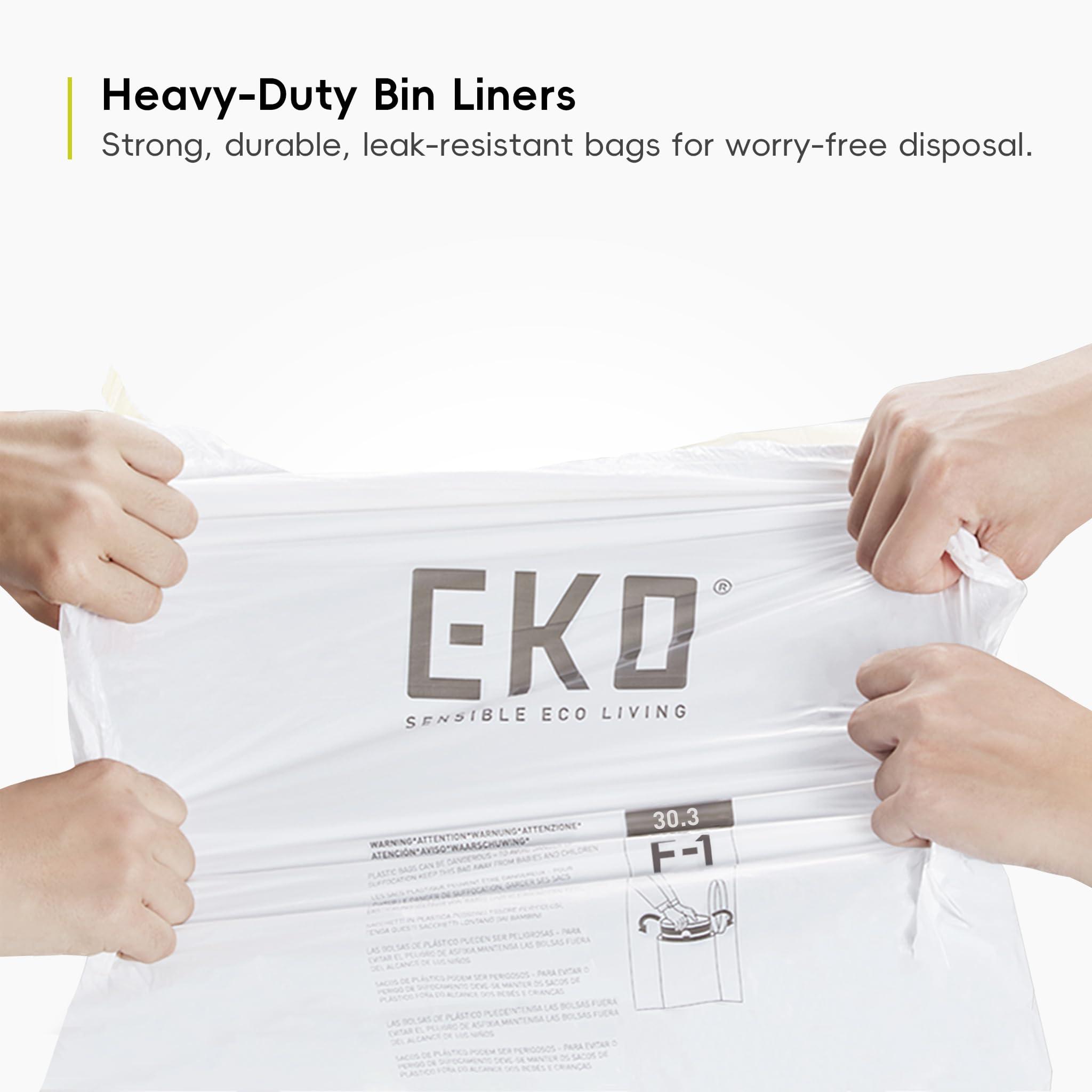 EKO EKO Size F-1 Bin Liners For Dual Compartment Kitchen Bins - 18-28 Litre Capacity - Extra Strong Bags with Drawstring Tie Handles - 20 Bags, White