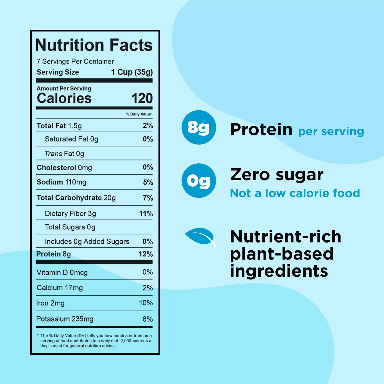 Three Wishes Plant-Based and Vegan Breakfast Cereal by Three Wishes - Unsweetened, 1 Pack - More Protein and Less Sugar Snack - Gluten-Free, Grain-Free - Non-GMO