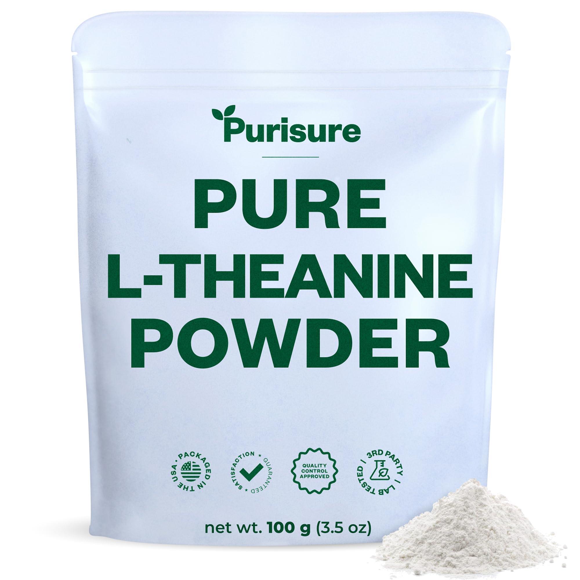 Purisure Purisure L-Theanine Powder, 100 g, Pure L Theanine Powder That Promotes Relaxation and Focus, L-Theanine Supplement for Cognitive Function, No Fillers, Non-GMO, 1000 Servings