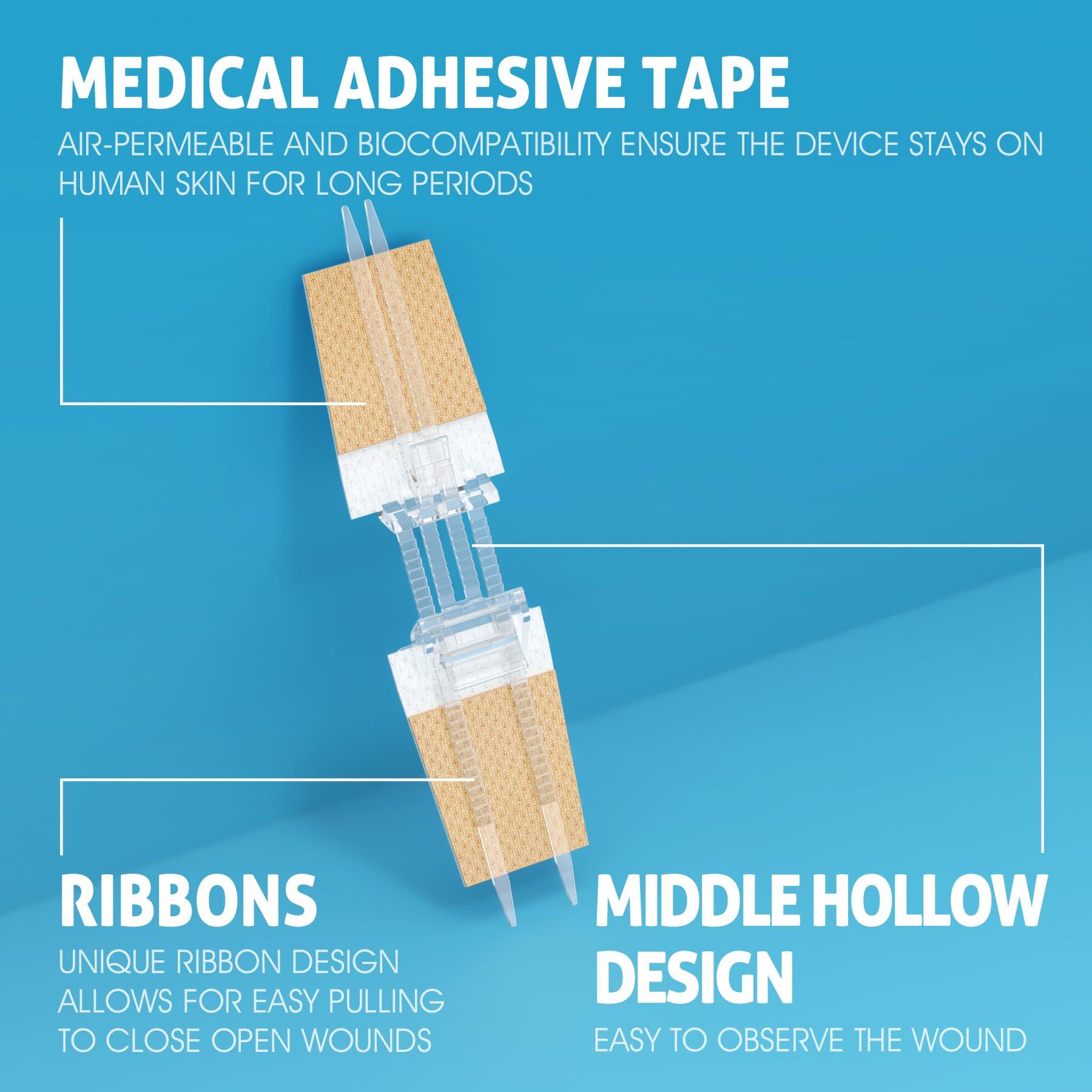 SEABIRD Zip Stitch Wound Closure Kit, Butterfly Bandages,Quick Clot for Easy Use, Surgical Quality,Emergency Laceration Closures Strips, Suture-Free Surgical Repairment, First Aid Wound Care (Yellow, 6)