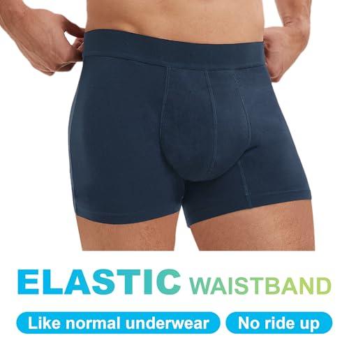 IRISMORII RISMORII Mens Leakproof Underwear Washable Adult Bladder Protection Incontinence Absorbent Trunk 60 ML Absorbency (Dark Blue L)