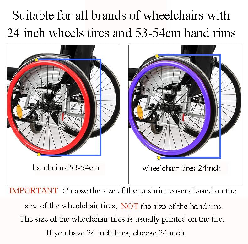 Broutery Broutery Wheelchair Push Rim Covers, 24inch Non-Slip Grips, 1 Pair Silicone Hand Cover, Rear Wheel Grips Accessories, Pink