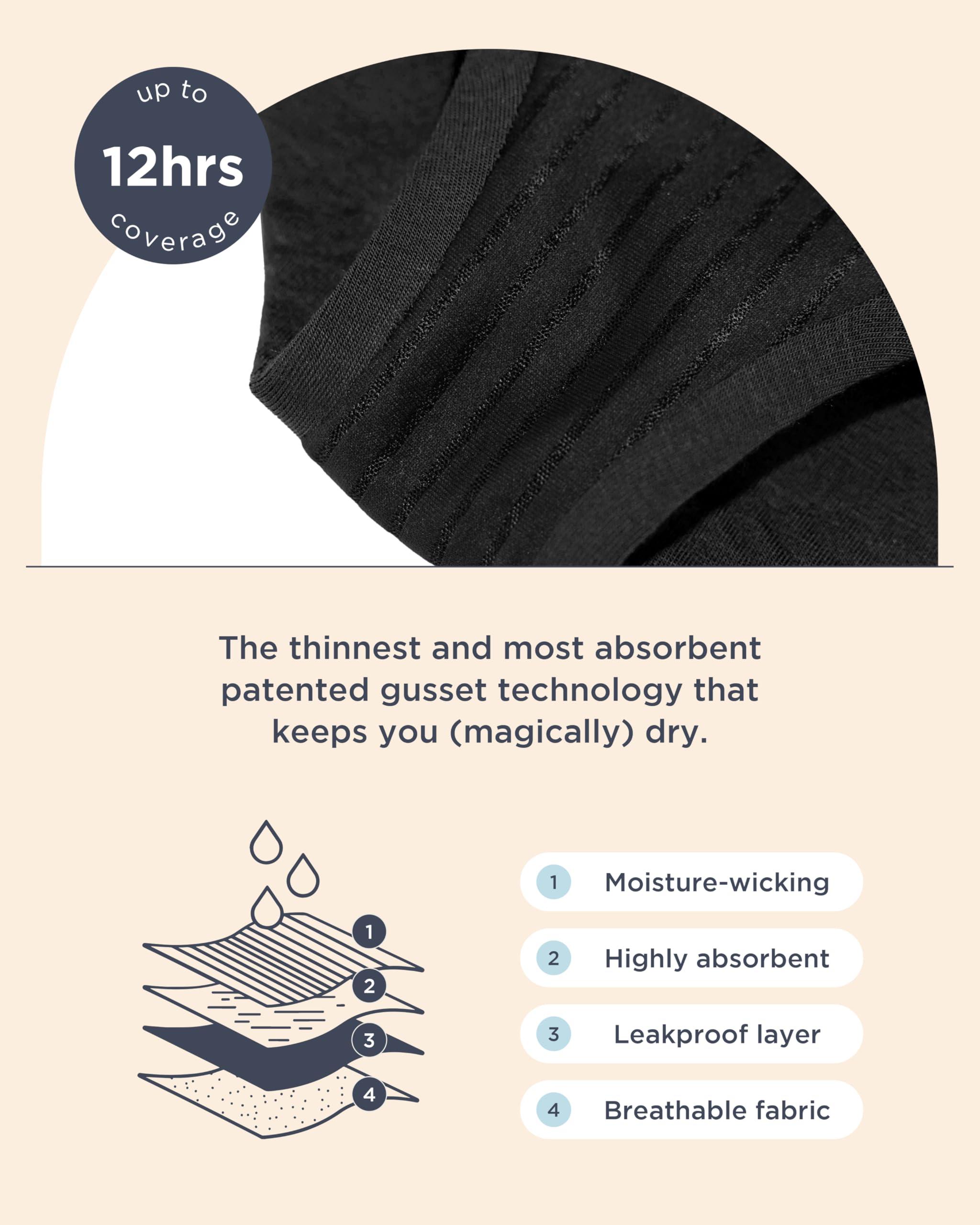 saalt saalt Comfort Modal Brief Period Underwear - Super Absorbency - Replaces 6 Pads or 8 Tampons (Medium, Midnight Sky)