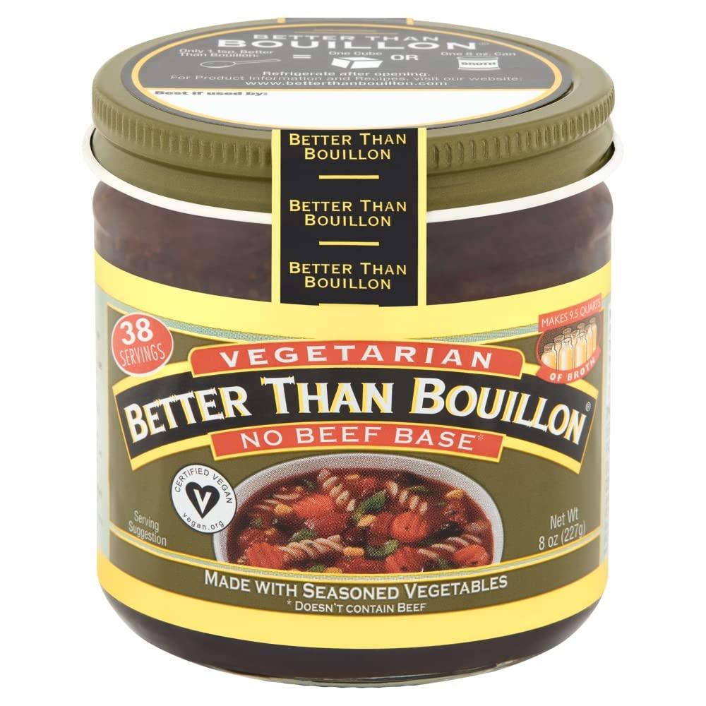 Better Than Bouillon Better Than Bouillon Vegetarian No Beef Base, Made with Seasoned Vegetables, Certified Vegan, Makes 9.5 Quarts of Broth, 38 Servings 8 Ounce (Pack of 2)