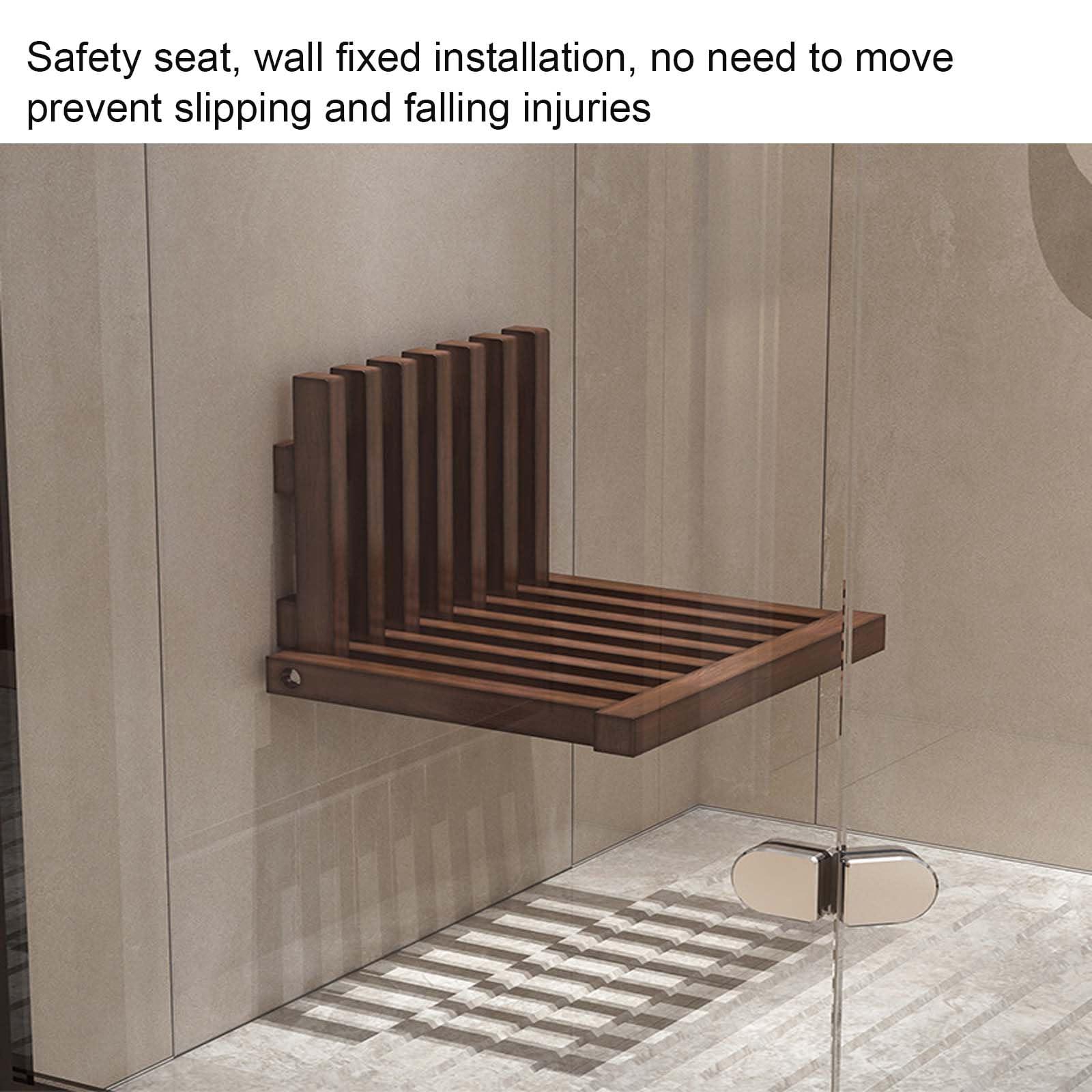 BBWLG Folding Shower Seat Wall Mounted,Bathroom Stool Fold Down Shower Chair for Pregnant Woman,Elderly,Waterproof Home Care Shower Bench for Inside Shower(19\"x2\"x17\") (White)