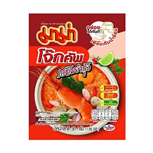 Thai President Foods Mama, Jok Cup, Instant Rice Porridge, Shrimp Tom Yum Flavour, 30 gram [Pack of 6 pieces]
