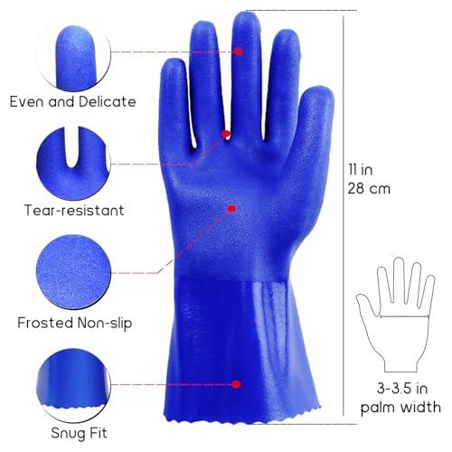Generic 2 Pairs Rubber Gloves with Cotton lining, Non-Slip Household Cleaning Gloves, Reusable dishwashing gloves, winter work gloves (2 Pairs Blue upgrade gloves)