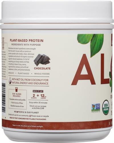 ALOHA ALOHA Organic Plant Based Protein Powder, Stevia Free, Chocolate, 19.6 oz, 15 Servings