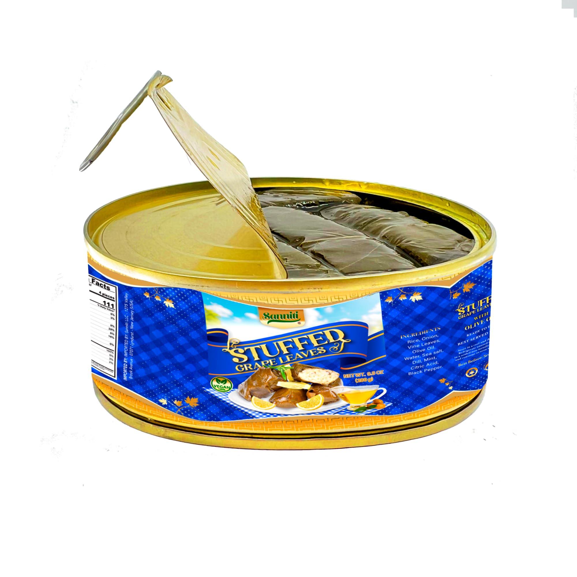 Sanniti Sanniti Dolmas Stuffed Grape Leaves | Ready to Eat | Easy Peel Open Can, 9.8 oz (Pack of 4)