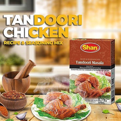 Shan Shan - Tandoori Masala Seasoning Mix (50g) - Spice Packets for Tandoori Style Chicken (Pack of 3)