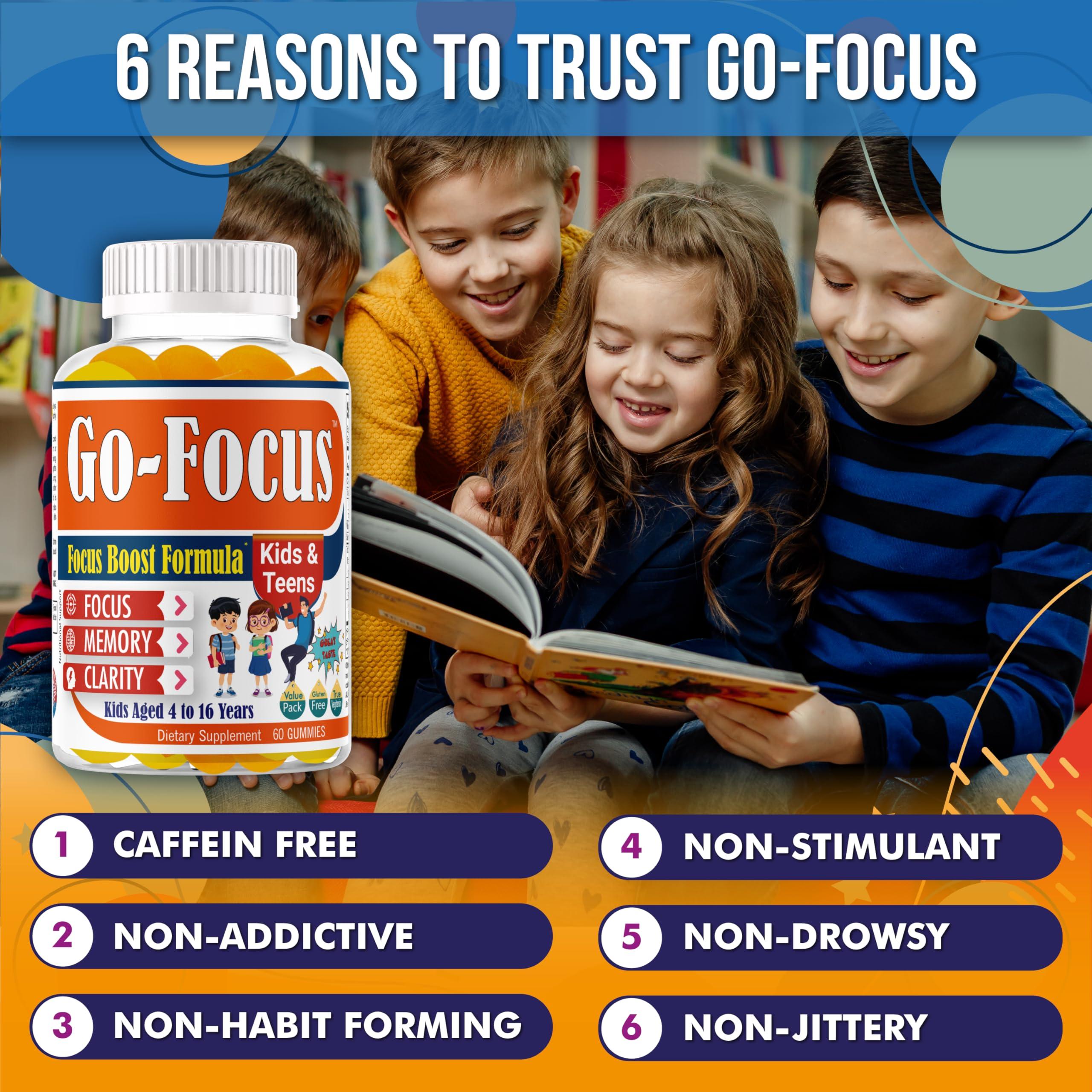 BrightKids BrightKids Brain Supplements for Memory and Focus, Omega 3 & DHA Focus Gummies for Kids, Memory Booster Focus Supplement for Kids & Teens- Low-Sugar, Natural Fruit Flavor 60 Gummies