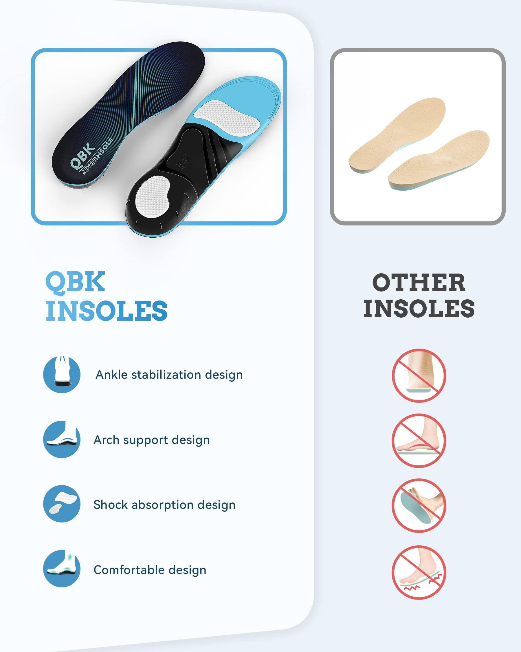 QBK Plantar Fasciitis Insoles, QBK High Arch Insoles for Men& Women,Product Image 3/4 Arch Support Insoles for Women/Men, Orthotics Shoe Insoles High Arch Supports Shoe Insoles for Plantar Fasciitis